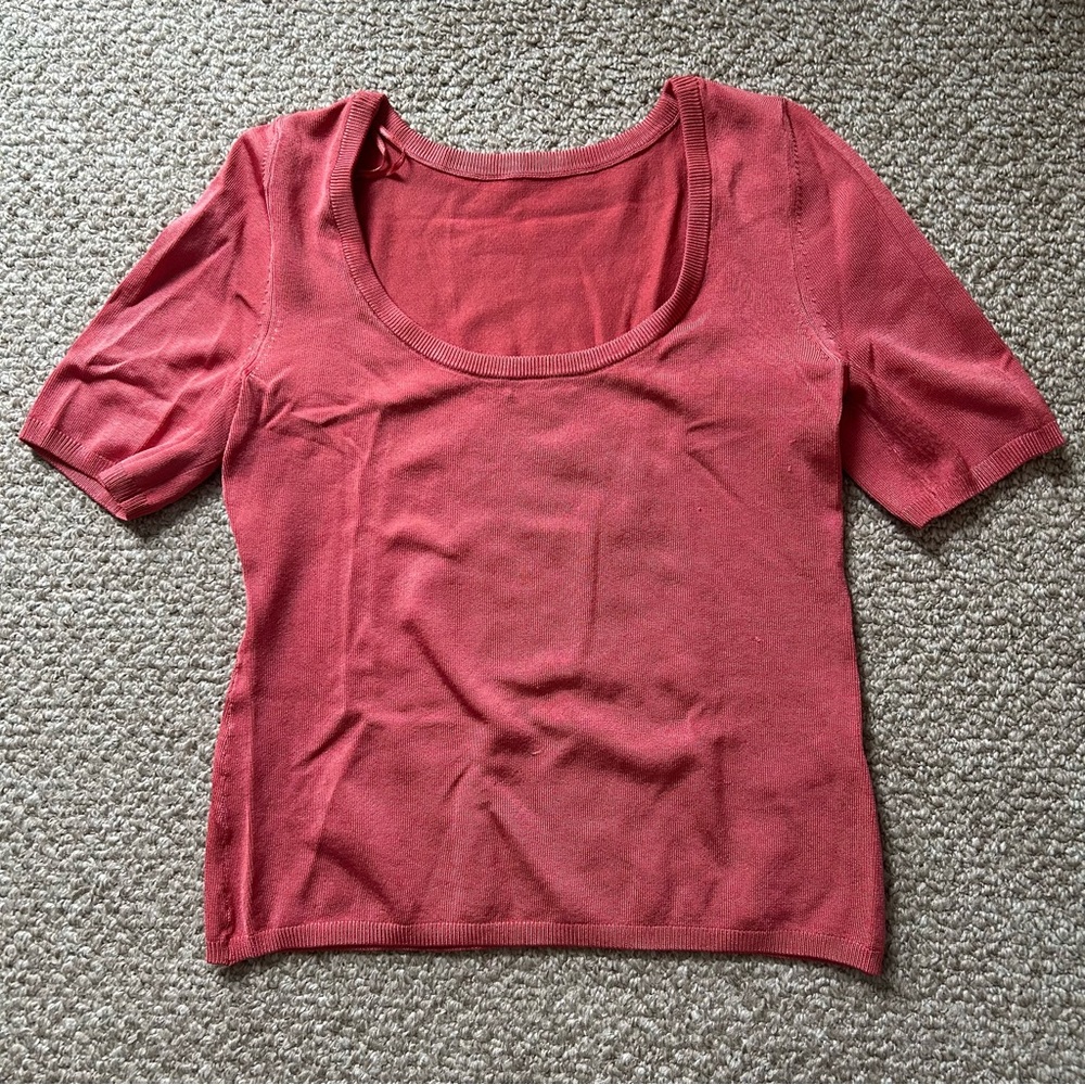 Coral Scoop Neck Sweater
